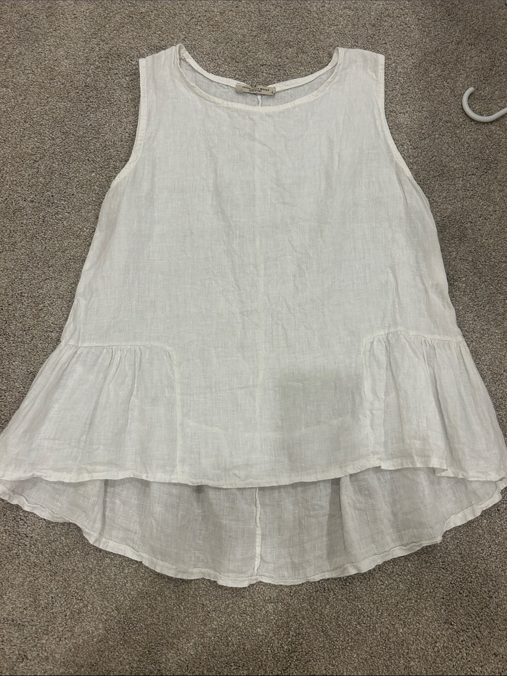 Women's Sleeveless Linen Peplum Top - White